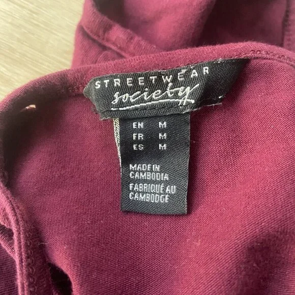 Streetwear Society Tank Top Maroon Size M - Picture 5 of 6